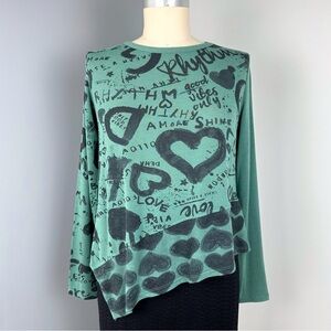 Deha Women's Feeling Feminine Printed Long Sleeve Top Green Size M